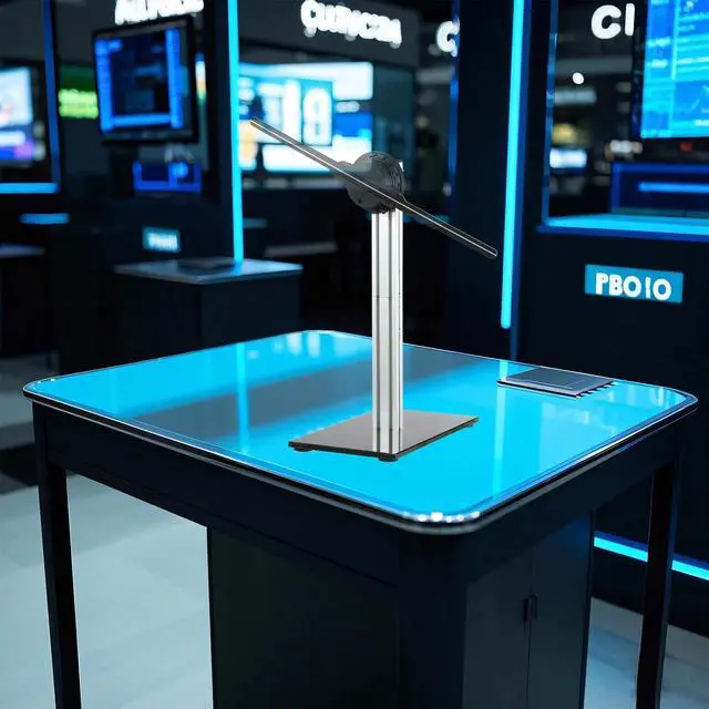 Alt view image 5 of 5 - Missyou 3D Hologram Fan Desktop Stand with Tempered Glass Base and Aluminum Alloy Frame, Suitable for 3D Hologram Fans Up to 27.5 Inches, Heavy Duty Display Holder for Home Office Exhibition