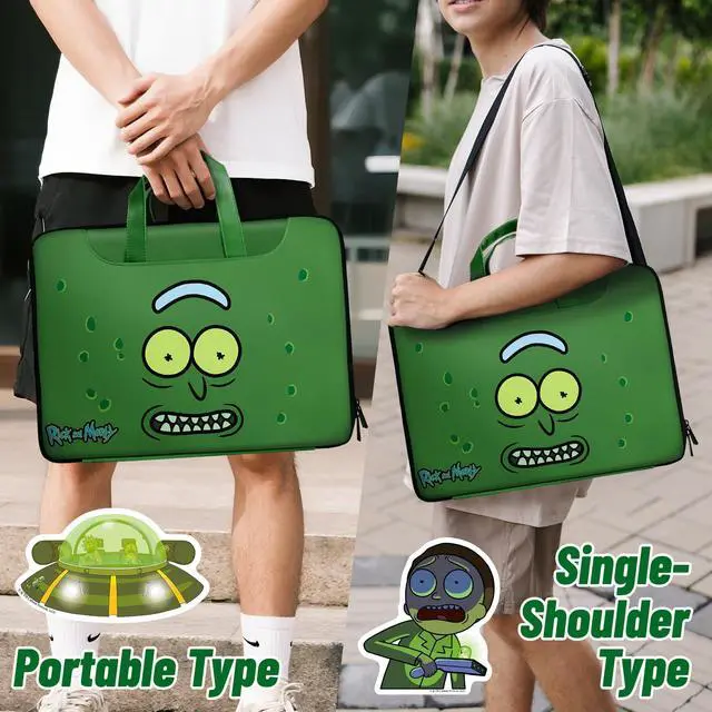 Alt view image 5 of 5 - Anime Fun Laptop Bag, Black Funny Computer Shoulder Bag 14.1 for College Office Clinical Gym Travel, Large Capacity Notebook Protect Bags for Teacher, Senior/Junior Students, Worker (Green)