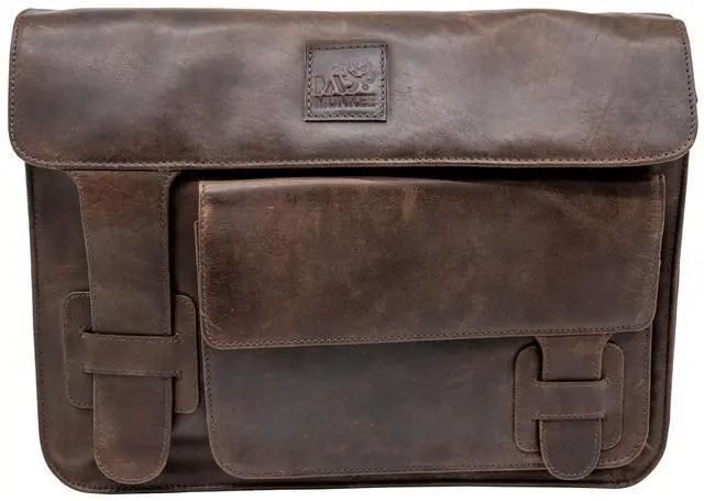 Main image of MAD MUNKEE Genuine Leather Laptop Bag for Men and Women - Professional & Durable 14.75 x 11.5 x4.5 Briefcase with Multiple Compartments & Pockets, Ideal for Work & Travel - Black