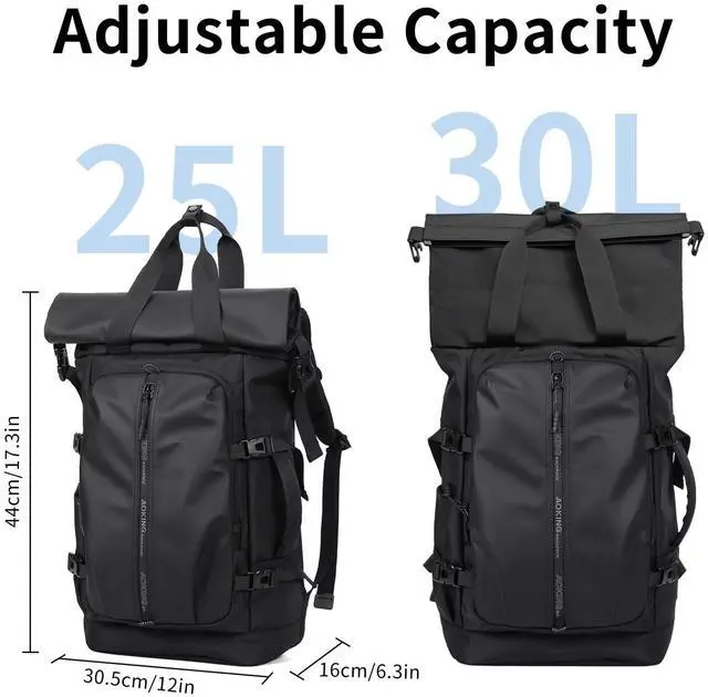 Alt view image 2 of 5 - McBecdy Rolltop Backpack, Anti Theft Backpack, Water-resistant Backpacks with 15.6-inch Laptop Compartment, Expandable Casual Daypack for Travel, Business, Work and College
