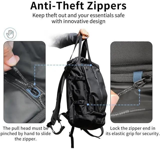 Alt view image 4 of 5 - McBecdy Rolltop Backpack, Anti Theft Backpack, Water-resistant Backpacks with 15.6-inch Laptop Compartment, Expandable Casual Daypack for Travel, Business, Work and College