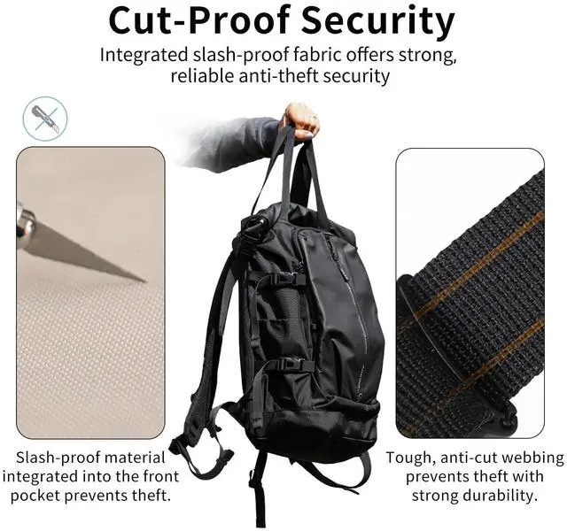 Alt view image 5 of 5 - McBecdy Rolltop Backpack, Anti Theft Backpack, Water-resistant Backpacks with 15.6-inch Laptop Compartment, Expandable Casual Daypack for Travel, Business, Work and College