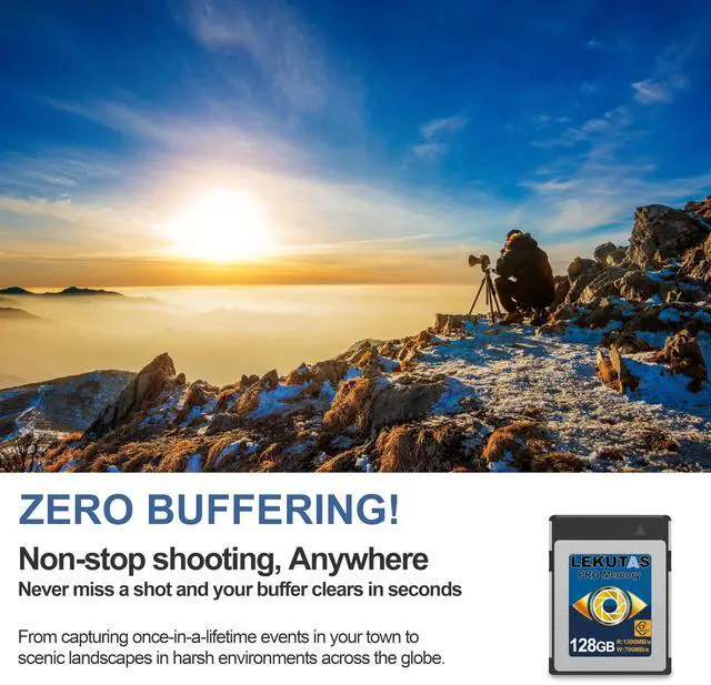 Alt view image 2 of 5 - LEKUTAS 128GB CFexpress Type B Memory Card, R1300MB/s W700MB/s CFX xqd Cards Type B for Cameras 8K RAW, Compatible with Nikon Z6/Z7/D6, Canon EOS-1DXMark III/EOS-R5, Panasonic S1/S1R, DJI Ronin 4D