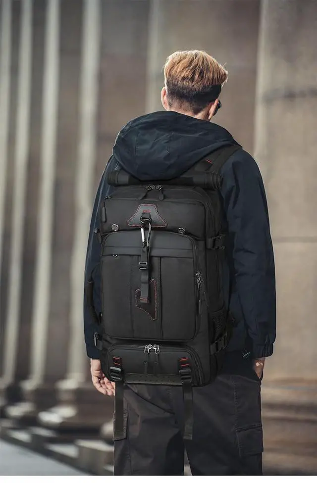 Alt view image 2 of 5 - Mfinesun Travel Backpack for Men & Women, 35L Large Backpack Fit for 15 Inch Laptop Durable Convertible Duffle Bag with Shoe Compartment, Wet Pocket