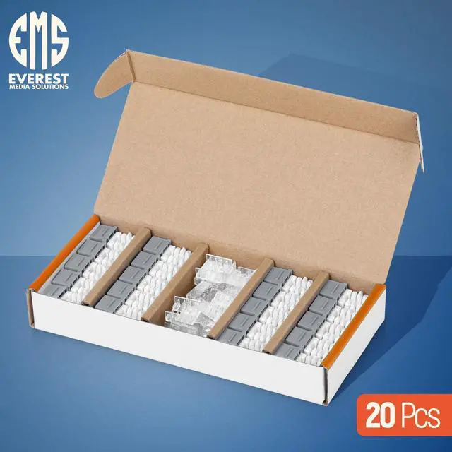 Alt view image 2 of 5 - Everest 90° Angled RJ45 Cat6A Keystone Jacks 20-Pack in Gray - Slim Profile Female RJ45 Connectors - Cat 6A Keystone Jack - Compatible with 90° Angled Speed Termination Tool - easyJACK (B094WB91H3)