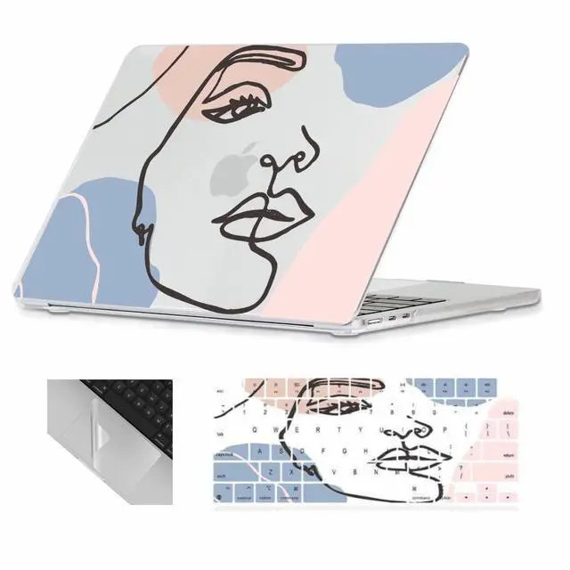Main image of Se7enline Compatible with MacBook Air M4 M3 M2 2025 2024 2023 Case 15 inch 15.3-inch MacBook Air with A2941/A3114/A3241 Laptop Hard Shell Case&Keyboard Cover Skin&Touchpad Protector,Pink Blue Portrait