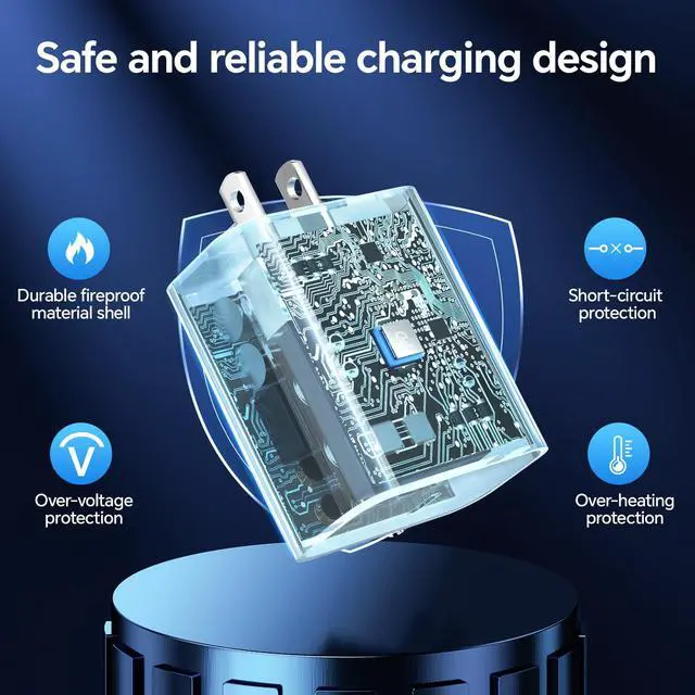 Alt view image 5 of 5 - Dayaoncy Compatible with iPhone 17/16/15 Charge Fast Charging, 20W USB C Wall Charger with 3Pack 10FT USB C Cable, Type C Fast Charger Compatible with Phone/Android/Phone/Samsumg/Pad