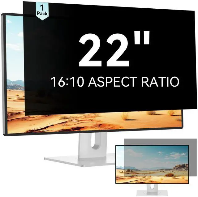 Main image of Mamol 22 Inch Computer Privacy Screen Filter for 16:10 Aspect Ratio Widescreen Monitor - Removable Anti Glare Blue Light Filter, Anti-Scratch Privacy Protector Film, Computer Screen Shield 22in
