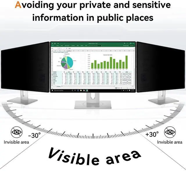 Alt view image 4 of 5 - Mamol 22 Inch Computer Privacy Screen Filter for 16:10 Aspect Ratio Widescreen Monitor - Removable Anti Glare Blue Light Filter, Anti-Scratch Privacy Protector Film, Computer Screen Shield 22in