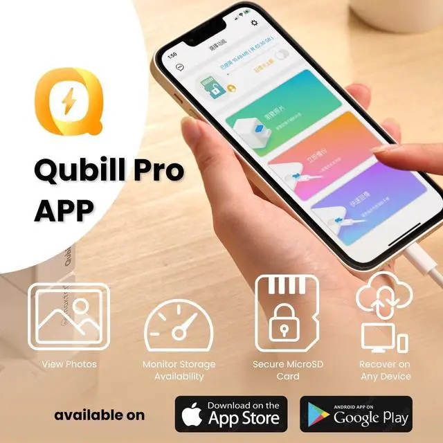 Alt view image 5 of 5 - MAKTAR Qubii Duo USB C: Auto Photo Storage & iPhone Backup Charge and Automatically Save. It's a USB Flash Drive for Apple/Android. MFi-Certified 128GB MicroSD Included