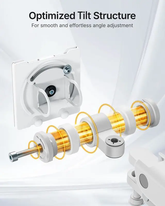 Alt view image 5 of 5 - monTEK Single Monitor Arm with USB A/C, Ultrawide Monitor Stand for 17 to 57 Inch Curved Screen, Holds 59.4 lbs, Adjustable Gas Spring Arm, 75/100 VESA Mount, Clamp & Grommet Desk Mount, White