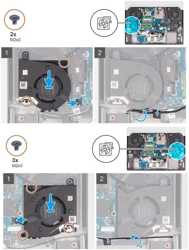 Alt view image 2 of 5 - Deal4GO 12V/1A Main CPU Cooling Fan X63JW 0X63JW w/Graphics GPU Fan 9DNWT 09DNWT Replacement for Dell Alienware X17 R1, 17 R2 (Discrete GPU)
