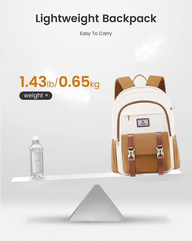 Alt view image 3 of 5 - LOVEVOOK School Backpack for Girls Boys,Bookbag for Teen with Pouch Pocket for Large Capacity Cup, Waterproof School Bookbag, Preppy Backpack Travel Daypack with 15.6 inch Laptop Compartment