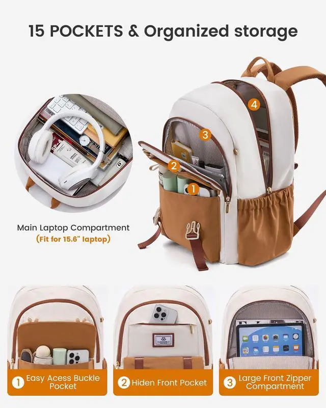 Alt view image 5 of 5 - LOVEVOOK School Backpack for Girls Boys,Bookbag for Teen with Pouch Pocket for Large Capacity Cup, Waterproof School Bookbag, Preppy Backpack Travel Daypack with 15.6 inch Laptop Compartment