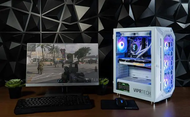 Alt view image 4 of 5 - ViprTech Ghost 4.0 Liquid-Cooled PC - AMD Ryzen 7 (4.4Ghz Turbo), RTX 4060 Ti, 32GB DDR4 3200, 1TB NVMe SSD, VR-Ready, Streaming, WiFi BT, RGB, Win 11, Gaming Desktop Computer Prebuilt, White