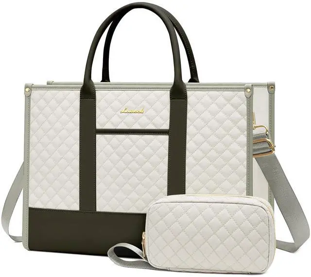 Main image of LOVEVOOK Laptop Bags for Women, 15.6 inch Waterproof Work Tote Bag with Clutch, Professional Teacher Computer Purse Lightweight Shoulder Bag Travel, Yellow Green Blue