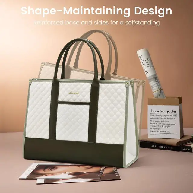 Alt view image 3 of 5 - LOVEVOOK Laptop Bags for Women, 15.6 inch Waterproof Work Tote Bag with Clutch, Professional Teacher Computer Purse Lightweight Shoulder Bag Travel, Yellow Green Blue