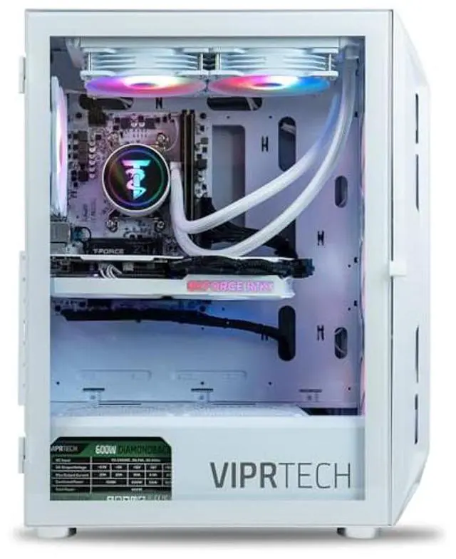 Alt view image 3 of 5 - ViprTech Ghost 4.0 Liquid-Cooled PC - AMD Ryzen 7 (4.4Ghz Turbo), RTX 4060 Ti, 32GB DDR4 3200, 1TB NVMe SSD, VR-Ready, Streaming, WiFi BT, RGB, Win 11, Gaming Desktop Computer Prebuilt, White