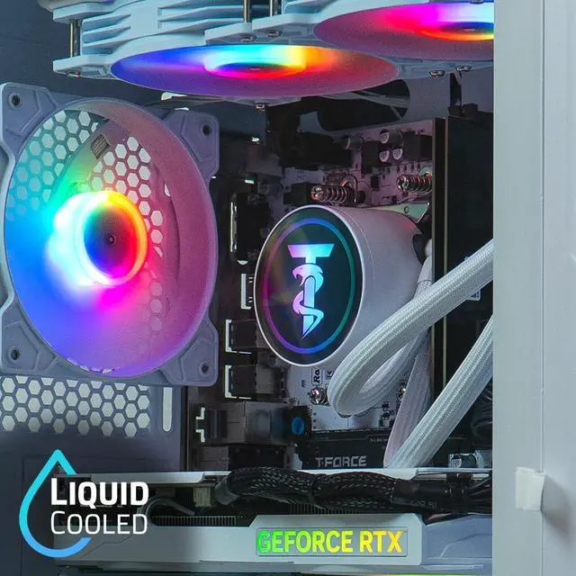 Alt view image 5 of 5 - ViprTech Ghost 4.0 Liquid-Cooled PC - AMD Ryzen 7 (4.4Ghz Turbo), RTX 4060 Ti, 32GB DDR4 3200, 1TB NVMe SSD, VR-Ready, Streaming, WiFi BT, RGB, Win 11, Gaming Desktop Computer Prebuilt, White