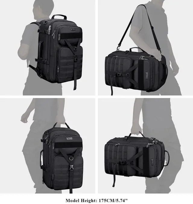 Alt view image 2 of 5 - WITZMAN Carry On Travel Backpack for Men Large Convertible 45L Fit 17 Inch Laptop Backpack 3 in 1 Bag for Airline Approved(B688 Black)