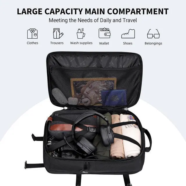 Alt view image 3 of 5 - WITZMAN Carry On Travel Backpack for Men Large Convertible 45L Fit 17 Inch Laptop Backpack 3 in 1 Bag for Airline Approved(B688 Black)