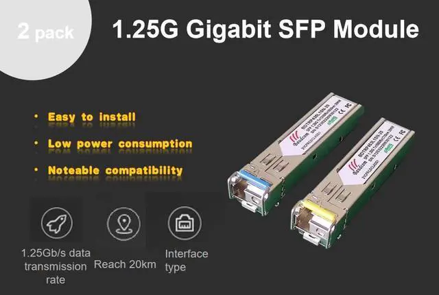 Alt view image 2 of 5 - SFP module 1G Bidi single fibre transceiver SMF LC connection up to 20km for open switches for Cisco GLC-LH-SMD,Ubiquiti UniFi, Meraki MA-SFP-1GB-LX10,Fortinet,Mikrotik,TP-Link,TL-SM311LS, One pair