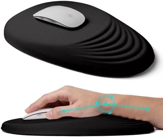 Main image of Ergonomic Mouse Pad with Wrist Rest Support, Entire Memory Foam with Non-Slip PU Base, Wireless, Black