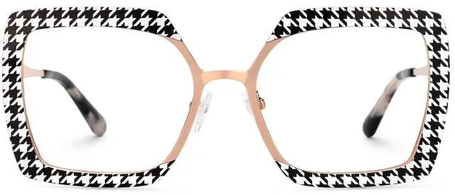 Main image of Zeelool Blue Light Blocking Glasses for Women, Square Metal Glasses Frame Eyeglasses with Non-prescription Clear Lenses Anti Eyestrain & UV from Computer/TV/Phone ZJGM150137-01B