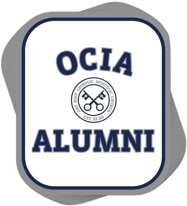 Main image of Catholic Concepts | OCIA Alumni 4 x 2.25 Vinyl Sticker Label Decal Waterproof Cool Accessory for Laptop, Hard Hats, Water Bottles, Scrapbooks, Folders, Cell Phone | 10-Pack