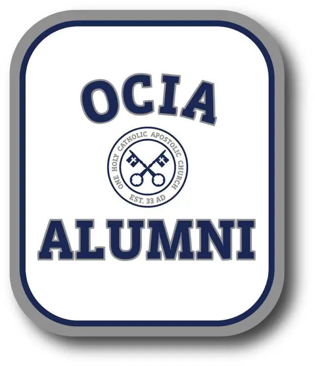 Alt view image 2 of 4 - Catholic Concepts | OCIA Alumni 4 x 2.25 Vinyl Sticker Label Decal Waterproof Cool Accessory for Laptop, Hard Hats, Water Bottles, Scrapbooks, Folders, Cell Phone | 10-Pack