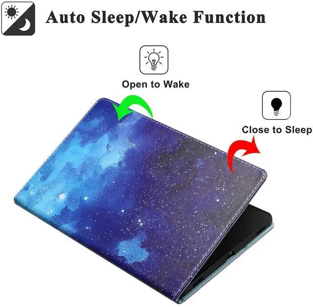 Alt view image 3 of 5 - YUNHOTIC Case for Samsung Galaxy Tab S9 FE 10.9 Inch/S9 11 Inch 2023 Model, Auto Wake/Sleep, Premium PU Leather Folding Stand Cover with Pen Holder & Multiple Viewing Angles - Starry Sky