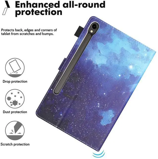 Alt view image 5 of 5 - YUNHOTIC Case for Samsung Galaxy Tab S9 FE 10.9 Inch/S9 11 Inch 2023 Model, Auto Wake/Sleep, Premium PU Leather Folding Stand Cover with Pen Holder & Multiple Viewing Angles - Starry Sky