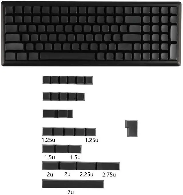 Alt view image 2 of 5 - YMDK 127 Key Black Blank ZDA XDA V2 Keycaps PBT Keycap for MX Keyboard 104 87 61 Melody 96 KBD75 ID80 GK64 SP84