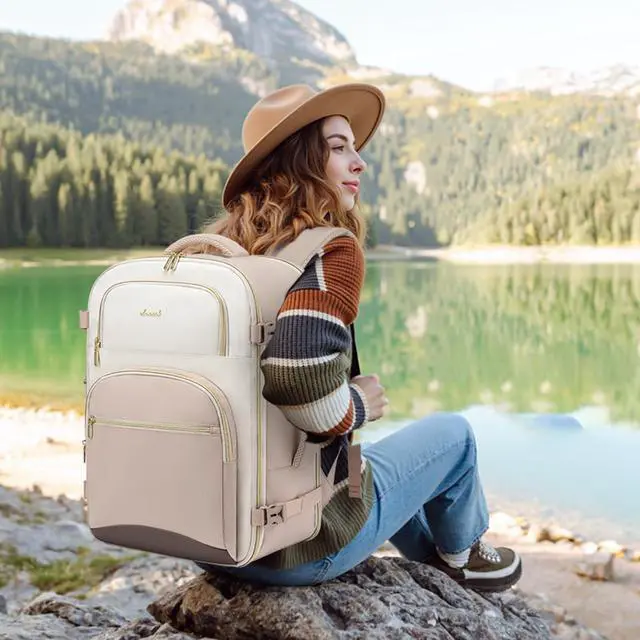 Alt view image 2 of 5 - LOVEVOOK Travel Essentials Carry on Backpack 40L Travel Backpack for Women Men,Waterproof TSA Personal Item Travels Bag Airline Flight Approved,Large Carry on Luggage Laptop Backpack with Packing Cube