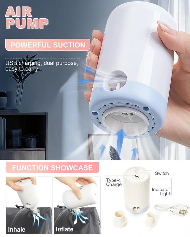 Alt view image 2 of 5 - winspansy Travel Backpack Storage Vacuum Compression Seal Bags for Women Men Clothing with Pump Personal Item Work Carry on Business Vacpack College Laptop Backpack Pink