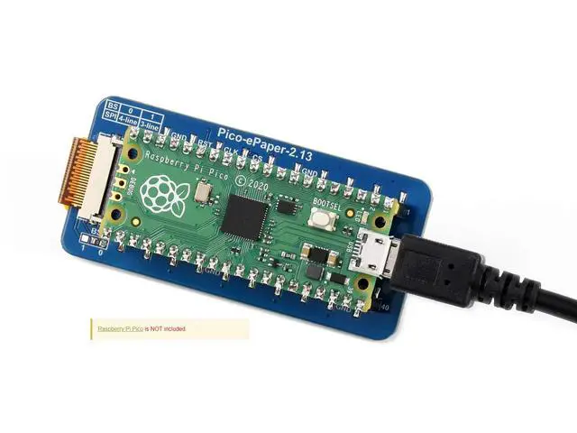 Alt view image 4 of 5 - waveshare 2.13inch E-Paper E-Ink Display Module for Raspberry Pi Pico 250×122 Pixels Black/White Partial Refresh Support with SPI Interface