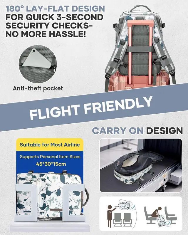 Alt view image 5 of 5 - Vacuum Seal Backpack for Travel with Air Pump Vacpack Carry on Flight Approved Compression Daypack Laptop Space Saver Bags Storage with Vacuum System 18x14x8 inches Travel Bag Women LeafWhite