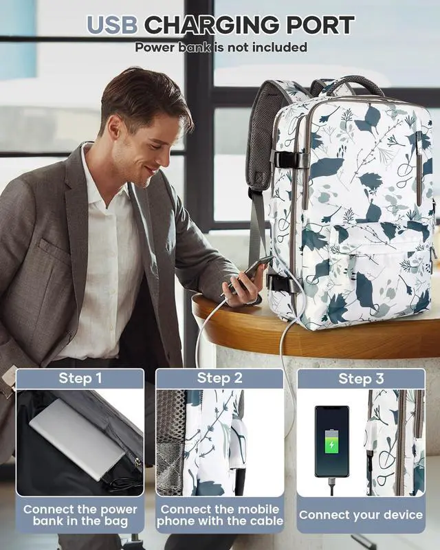 Alt view image 4 of 5 - Vacuum Seal Backpack for Travel with Air Pump Vacpack Carry on Flight Approved Compression Daypack Laptop Space Saver Bags Storage with Vacuum System 18x14x8 inches Travel Bag Women LeafWhite