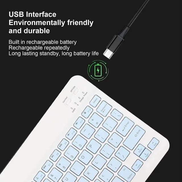 Alt view image 2 of 5 - Keyboard and Mouse,Rechargeable Bluetooth Keyboard and Combo,Ultra Slim Portable Compact Keyboard Set for Laptop, PC(Blue)