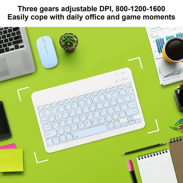 Alt view image 4 of 5 - Keyboard and Mouse,Rechargeable Bluetooth Keyboard and Combo,Ultra Slim Portable Compact Keyboard Set for Laptop, PC(Blue)