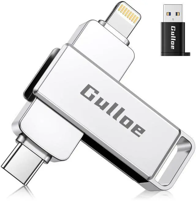 Main image of Gulloe 512GB Flash Drive Intended for iPhone, Memory Stick Storage for Photos and Videos Backup, Compatible with iPhone iPad Android PC, Plug and Play, No Application Required (Metal Silver)