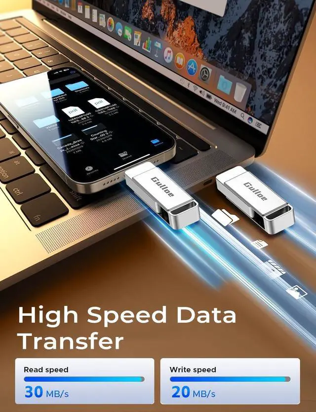 Alt view image 3 of 5 - Gulloe 512GB Flash Drive Intended for iPhone, Memory Stick Storage for Photos and Videos Backup, Compatible with iPhone iPad Android PC, Plug and Play, No Application Required (Metal Silver)