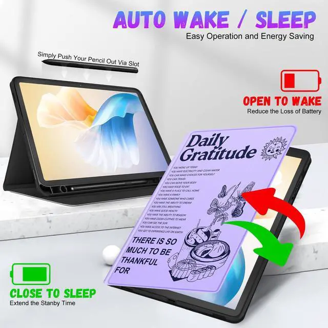 Alt view image 5 of 5 - Wazzasoft for Samsung Galaxy Tab S8/Tab S7 Case 11 Inch Women Girls Folio Cover with Pencil Holder Cute Kawaii Design Fashion Girly Quotes Pretty Tablet Cases for Samsung Tab S7/Tab S8 Case 2022/2020