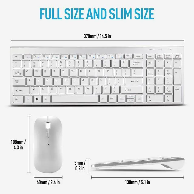 Alt view image 2 of 5 - Wireless Keyboard and Mouse Combo, Compact Quiet Wireless Keyboard and Mouse Set 2.4G Ultra-Thin Sleek Design for Windows, Computer, Desktop, PC, Notebook, Laptop-Silver White