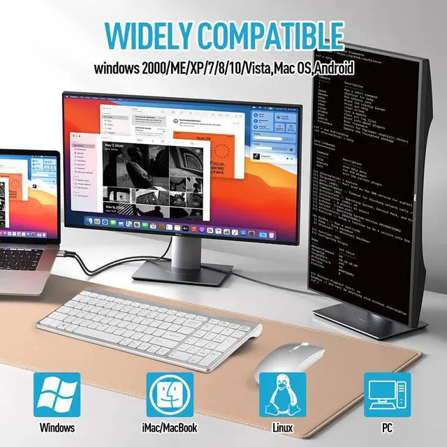 Alt view image 5 of 5 - Wireless Keyboard and Mouse Combo, Compact Quiet Wireless Keyboard and Mouse Set 2.4G Ultra-Thin Sleek Design for Windows, Computer, Desktop, PC, Notebook, Laptop-Silver White