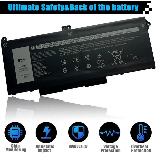 Alt view image 4 of 5 - RJ40G Laptop Battery Replacement for Dell Latitude 14 5420 Latitude 15 5520 Precision 15 3560 P137G P137G001 P104F P104F001 P104F002 Series WY9DX 01K2CF 075X16 0WK3F1 0M3KCN 005R42 15.2V 3941mAh