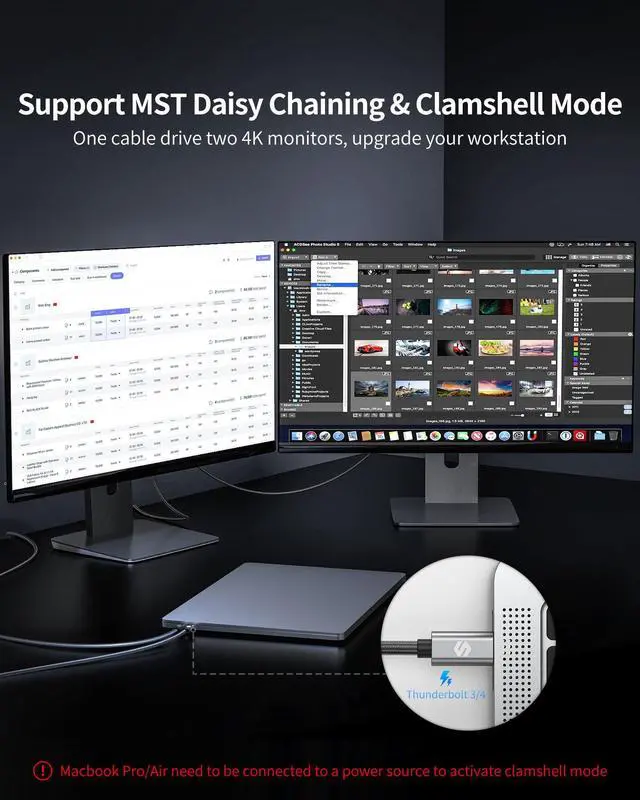 Alt view image 4 of 5 - Silkland USB C to DisplayPort 1.4 Cable 10ft, Thunderbolt 3/4 to DP [8K@60Hz, 4K@144Hz, 2K@240Hz], 5K HBR3 Type C to DP Cable,with MacBook Pro M1 M2,Mac mini