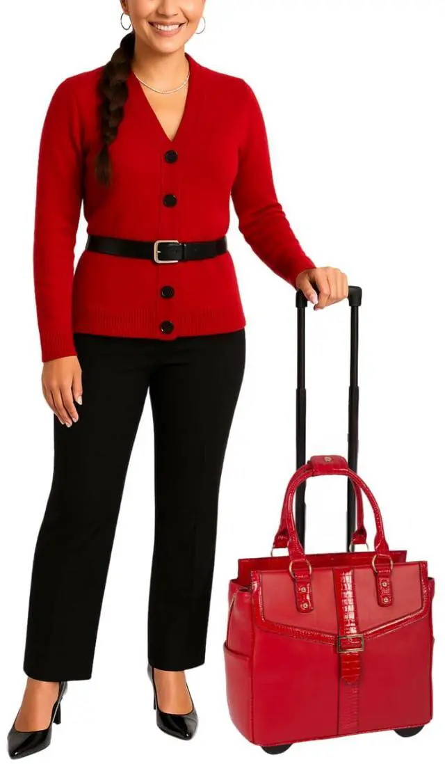 Alt view image 2 of 5 - JKM & Company Rolling Laptop Bag for Women | Designer Wheeled Briefcase | Fits 13-17" Laptops | Office Travel Computer Case (Bella)