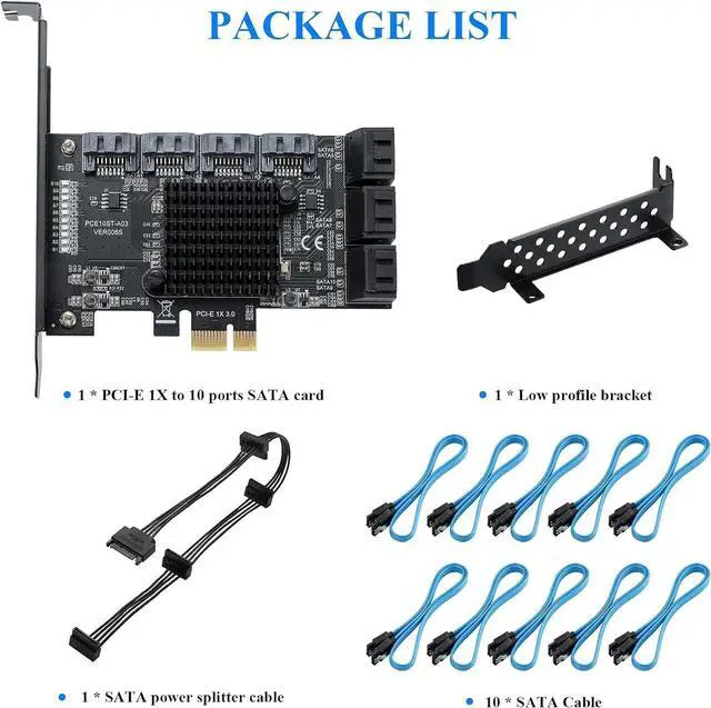 Alt view image 2 of 5 - YABOANG PCI-E 1X SATA Card 10 Port, 6 Gbit/s SATA 3.0 PCIe Card, Controller Expansion Card, Boot as System Hard Disk, Suitable for All PCIE Slots are for HDD