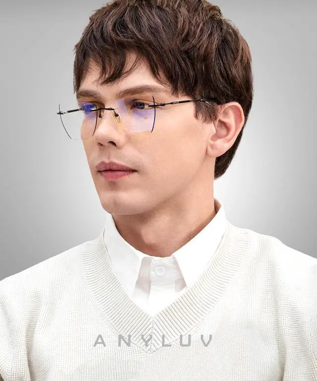 Alt view image 2 of 5 - ANYLUV Rimless Cat Eye Blue Light Glasses Woman, Stylish Lightweight Metal Blue Light Blocking Glasses for Anti Eyestrain